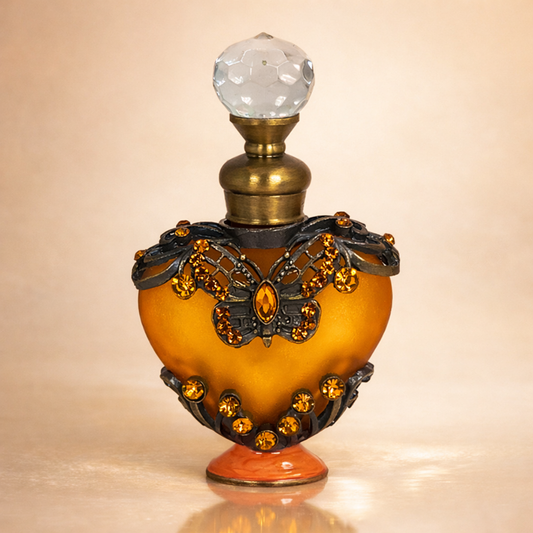 10 ml decorative fancy attar bottle with jewels brown heart vegan cruelty free no alcohol perfume oil 