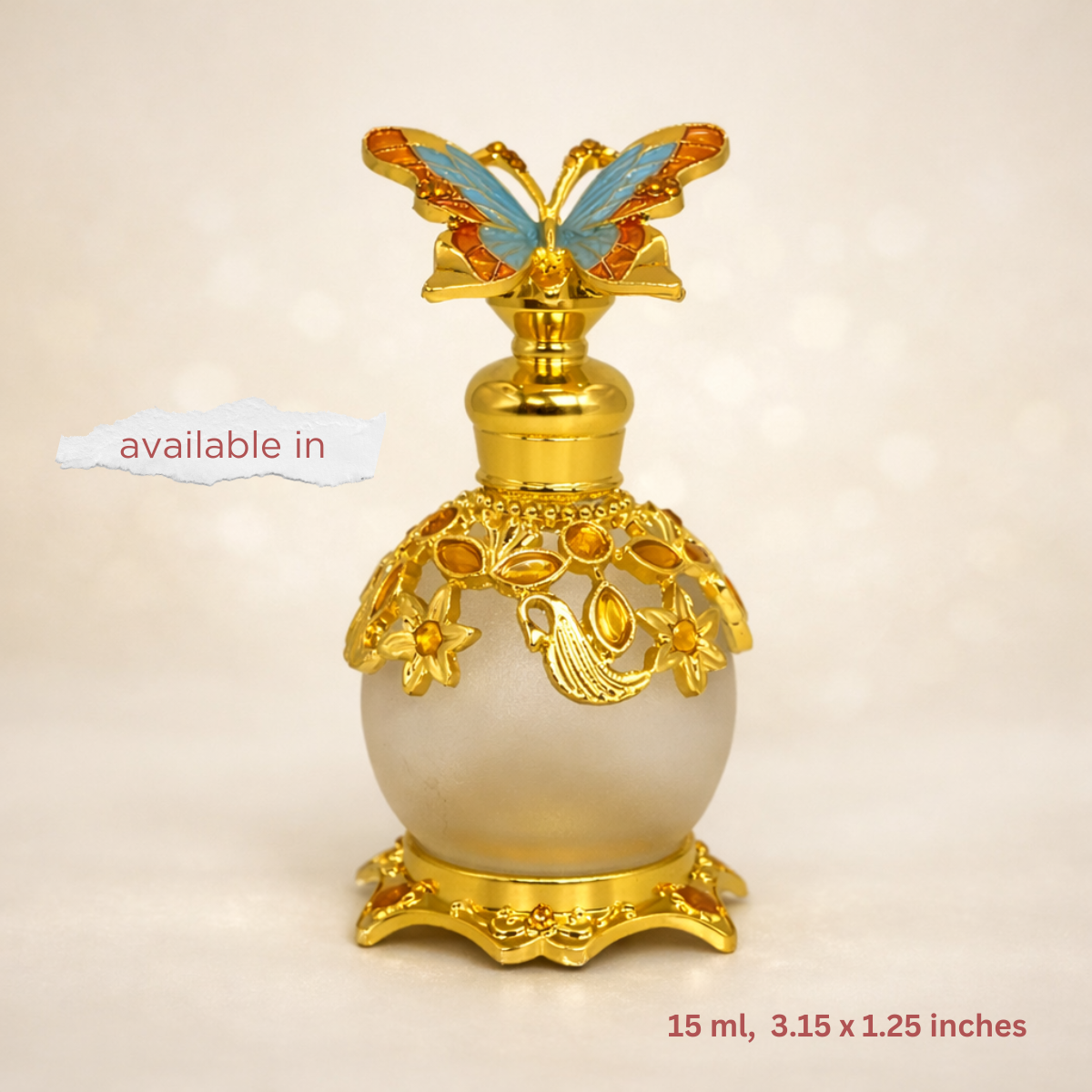 Elif Attar   Sweet Floral Gourmand Perfume Oil in Blue Butterfly bottle long lasting