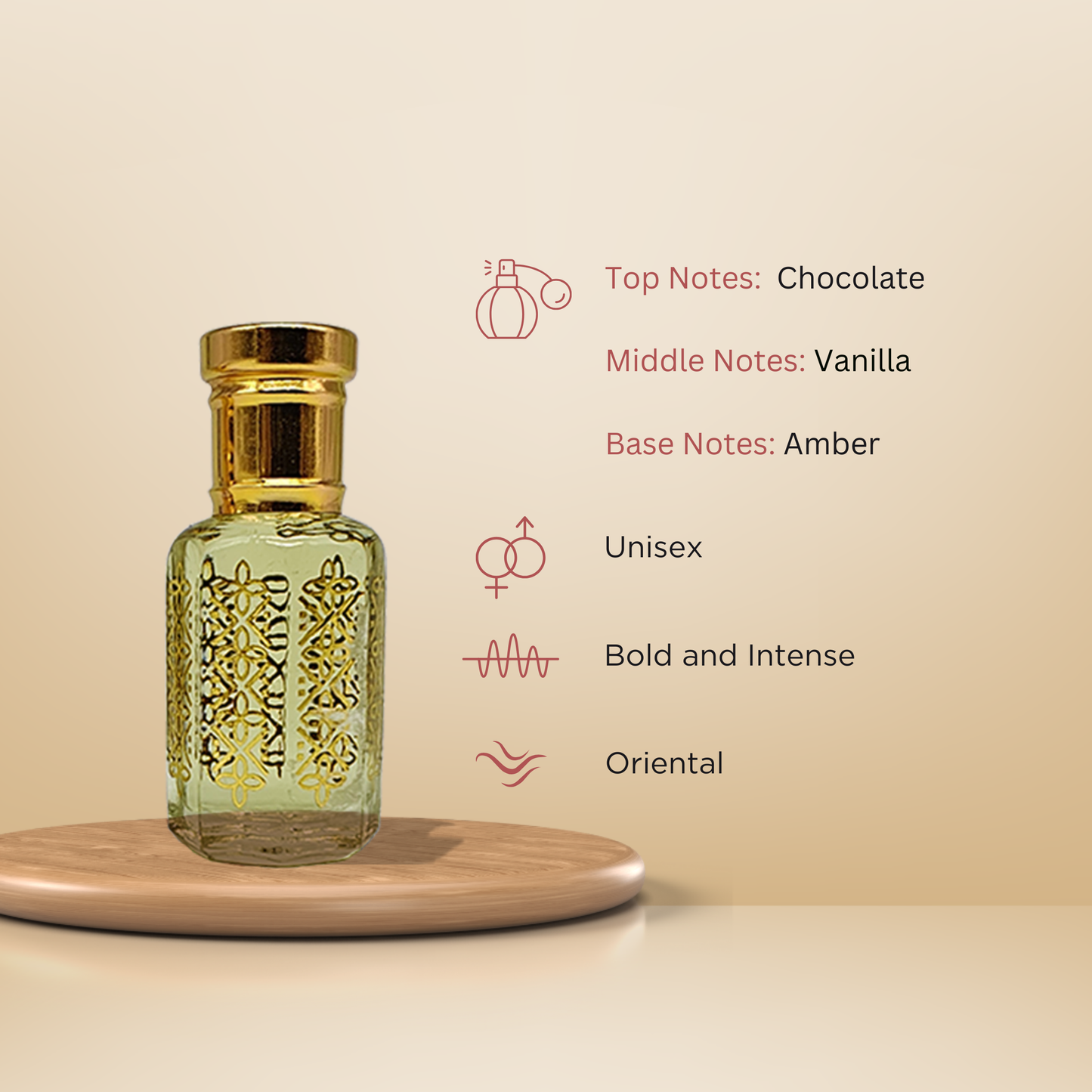 Cocoa Eclat chocolate vanilla gourmand attar perfume oil bottle by ItraFashan - fragrance notes, fragrance gender, fragrance intensity, fragrance profile