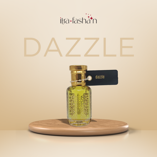 Dazzle sparkling woody floral attar perfume oil bottle by ItraFashan - festive and light - in 6 ml travel size