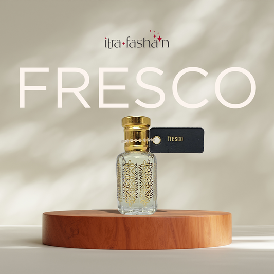 Fresco fresh floral fruity attar perfume oil bottle by ItraFashan - unisex, crisp, light - in 6 ml travel size