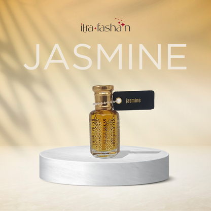 Jasmine pure floral attar perfume oil bottle for women by ItraFashan - alcohol-free, vegan - in 6 ml travel size