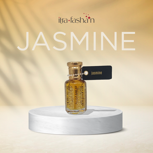 Jasmine pure floral attar perfume oil bottle for women by ItraFashan - alcohol-free, vegan - in 6 ml travel size