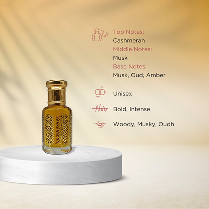 Mayan Musk exotic spiced musk oud attar perfume oil bottle by ItraFashan - bold unisex - fragrance notes, fragrance gender, fragrance intensity, fragrance profile