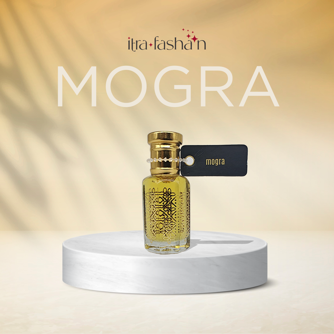 Mogra gardenia Indian floral attar perfume oil bottle by ItraFashan - bold and creamy - in 6 ml travel size