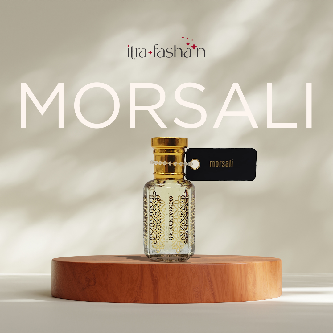 Morsali warm woody sweet attar perfume oil bottle by ItraFashan - sensual and luxurious - in 6 ml travel size