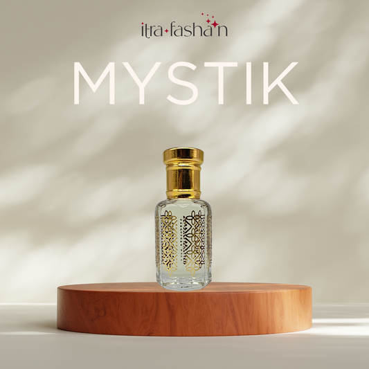 Mystik woody oriental attar perfume oil bottle for men by ItraFashan - refined and elegant - in 6 ml travel size