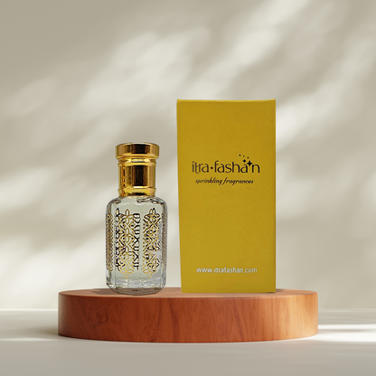 Naaz elegant feminine floral attar perfume oil bottle by ItraFashan - graceful and refined - shows packaging of 6 ml and 12 ml