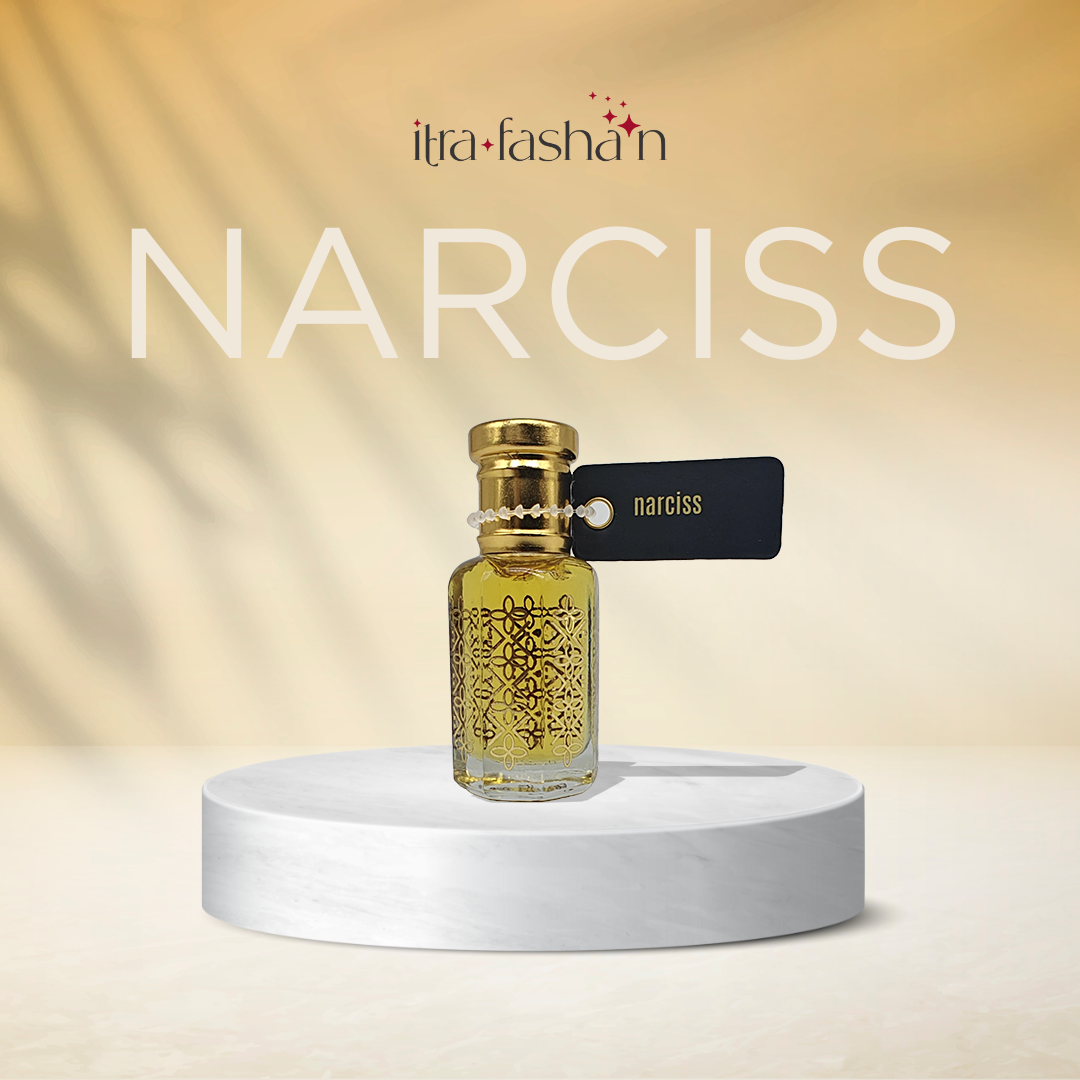 Narciss fresh aquatic attar perfume oil bottle for men by ItraFashan - modern and masculine - in 6 ml travel size