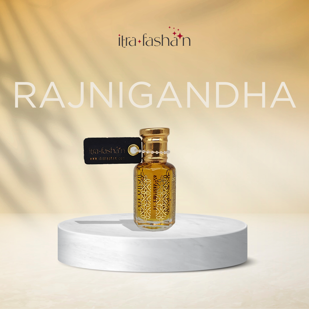 Rajnigandha Indian tuberose attar perfume oil bottle by ItraFashan - bold floral oriental - in 6 ml travel size