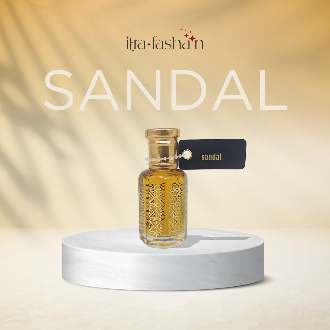 Sandal sacred sandalwood attar perfume oil bottle by ItraFashan - calming and meditative - in 6 ml travel size