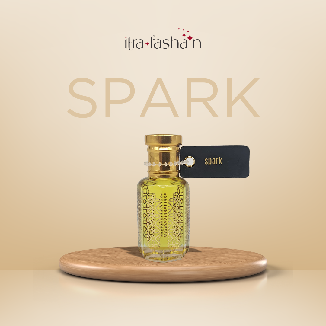 Spark bold smoky woody attar perfume oil bottle for men by ItraFashan - masculine and intense - in 6 ml travel size