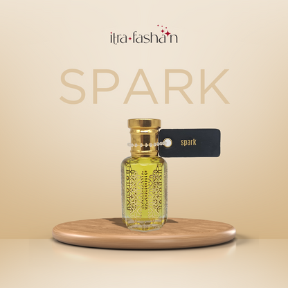 Spark bold smoky woody attar perfume oil bottle for men by ItraFashan - masculine and intense - in 6 ml travel size