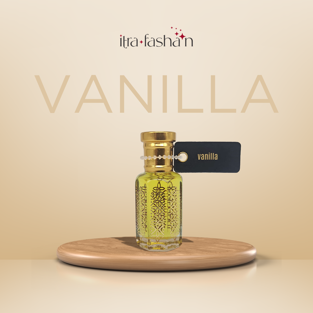 Vanilla pure sweet gourmand attar perfume oil bottle by ItraFashan - unisex, classic, comforting - in 6 ml travel size