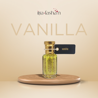 Vanilla pure sweet gourmand attar perfume oil bottle by ItraFashan - unisex, classic, comforting - in 6 ml travel size