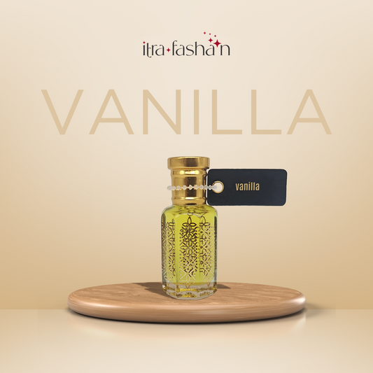 Vanilla pure sweet gourmand attar perfume oil bottle by ItraFashan - unisex, classic, comforting - in 6 ml travel size