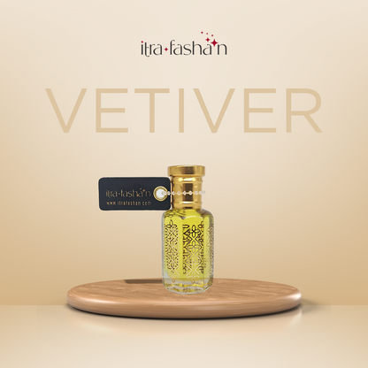Vetiver distinguished earthy woody attar perfume oil bottle by ItraFashan - bold and refined - in 6 ml travel size