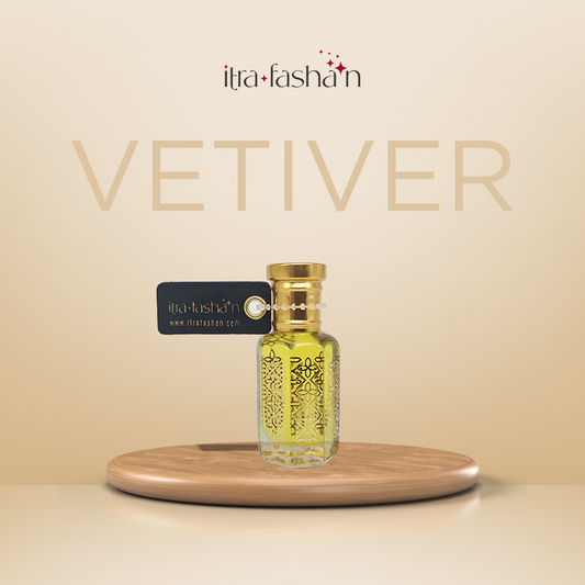 Vetiver distinguished earthy woody attar perfume oil bottle by ItraFashan - bold and refined - in 6 ml travel size